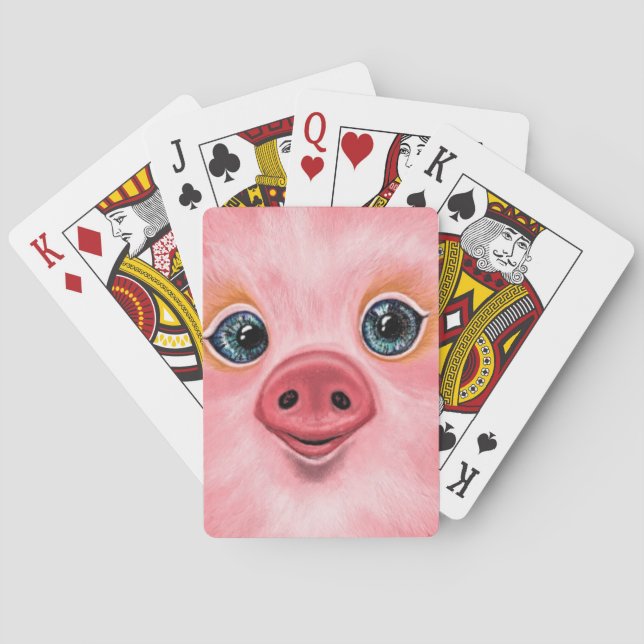 Pink Baby Pig Spielkarten Geschenk - Lächeln (Rückseite)