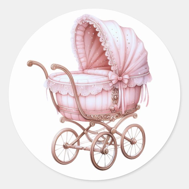 Pink Baby Pram Stickers (Vorderseite)