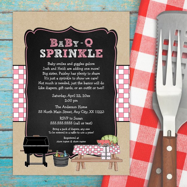 Pink Baby Q Sprinkle, GRILLEN Baby Shower, Girl ba Einladung (Von Creator hochgeladen)