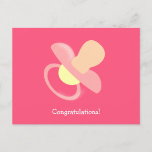 Pink Baby Schnuller Gratulation Custom Postcard Postkarte