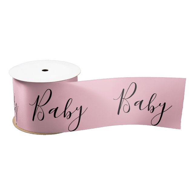 Pink Baby Script Elegant Baby Shower Satin Satinband (Spule)