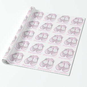 Pink Baby Shoes Babydusche Wrapping Paper Geschenkpapier
