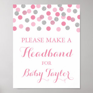 Pink Baby Shooter Headband Station Schild Poster