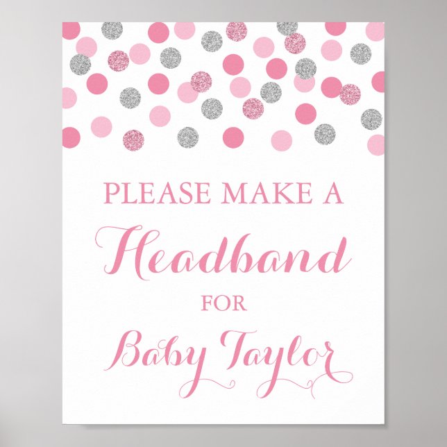 Pink Baby Shooter Headband Station Schild Poster (Vorne)