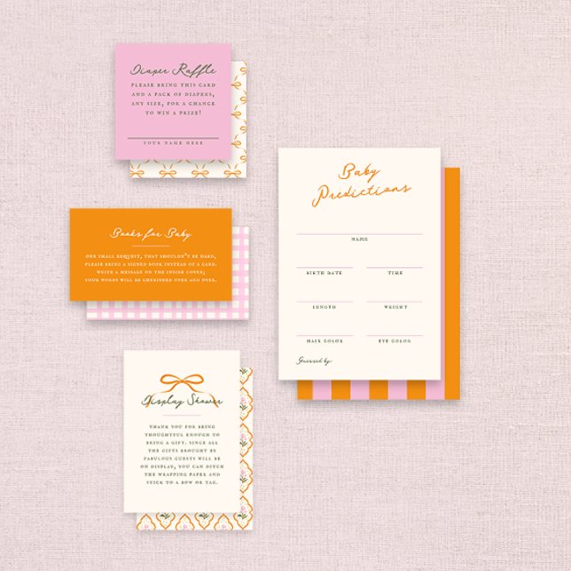 Pink Baby Shower Diaper Raffle Entry Card Begleitkarte (baby shower enclosure cards for diaper raffle)