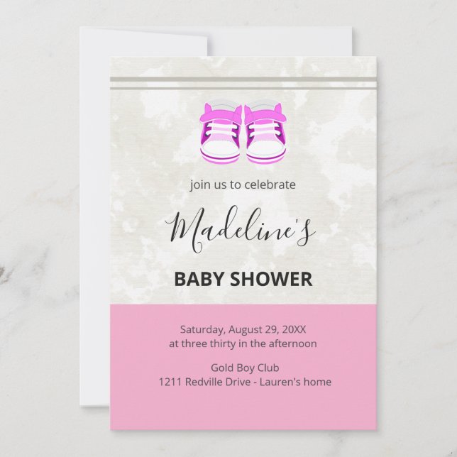 Pink Baby Shower Invitation – Custom Baby Girl Einladung (Vorderseite)