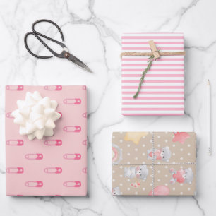 Pink Baby Shower Sortiment Geschenkpapier Set