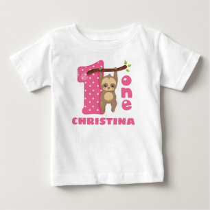 Pink Baby Sloth 1. Geburtstag T-shirt