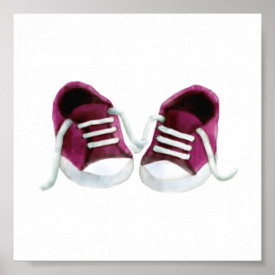 Pink Baby Sneakers Malerei Art Print, Girl's Room Poster