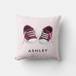 Pink Baby Sneakers Pillow, mit Name, für Kinderzim Kissen