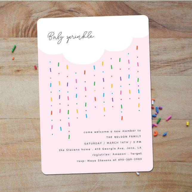 Pink Baby Sprinkle Cloud & Sprinkles Einladung (Von Creator hochgeladen)