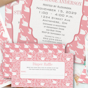 Pink Baby Vintag Swans Windelwindeln Begleitkarte