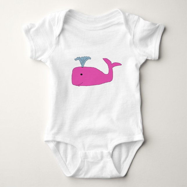 Pink Baby Whale Bekleidung Strampler (Vorderseite)