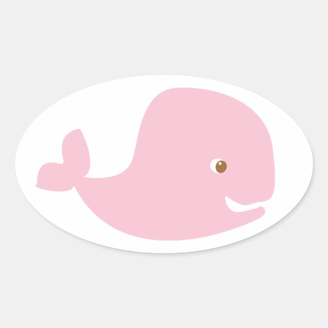 Pink Baby Whale - Das Mädchen Ovaler Aufkleber (Vorderseite)