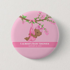 Pink-Babydusche der niedlichen Afroamerikanerin Button