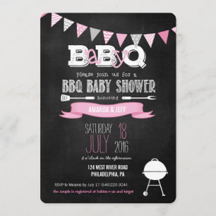 Pink BabyQ GRILLEN Babydusche Einladung