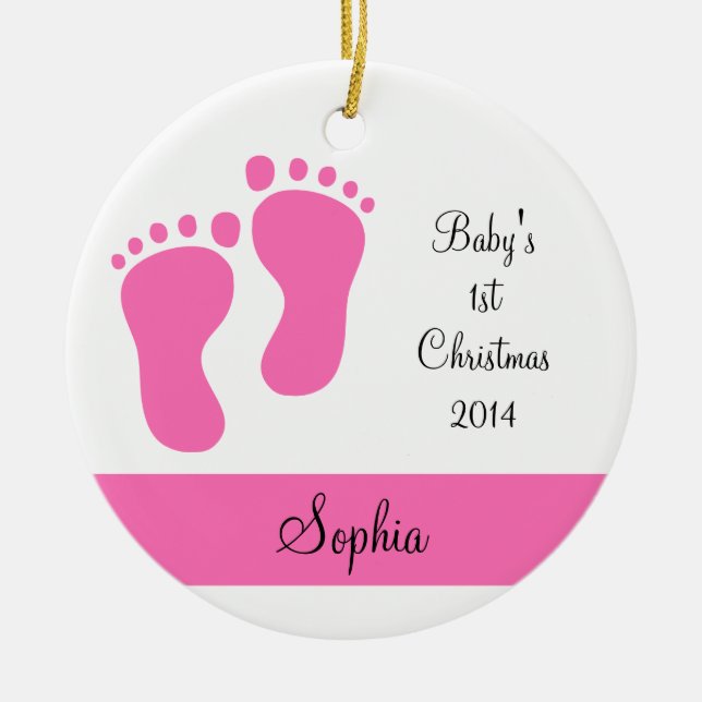 Pink Baby's 1. Weihnachten Keramik Ornament (Vorne)
