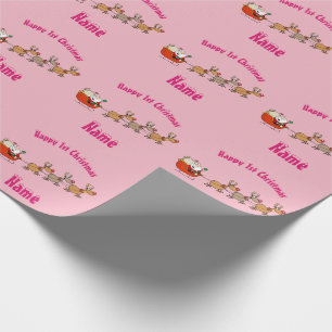 PINk Babys 1. Weihnachtsgeschenk Personalisiert Geschenkpapier