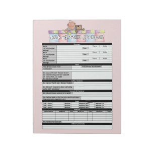 Pink Babysitter Journal Notepad Notizblock
