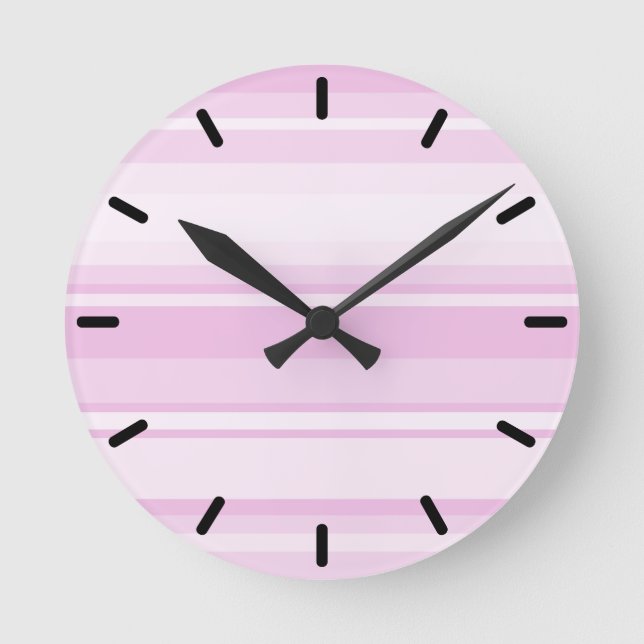 Pink-Babystreifen Runde Wanduhr (Vorderseite)