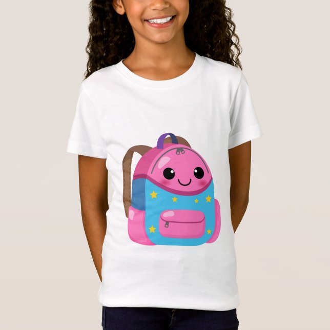 Pink Back Pack für Ihre Tochter T-Shirt (Vorderseite)