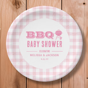 Pink Backyard GRILLEN Baby Dusche Pappteller