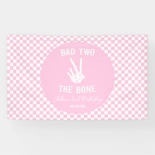 Pink Bad Two Das Knochenskelett 2. Geburtstags-Par Banner