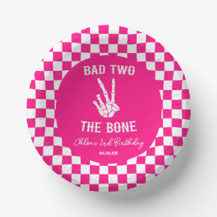 Pink Bad Two Das Knochenskelett 2. Geburtstags-Par Pappteller