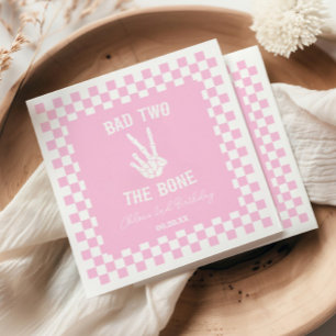 Pink Bad Two Das Knochenskelett 2. Geburtstags-Par Serviette