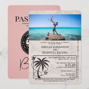 Pink Bahamas Passport Hochzeit Einladung