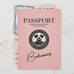Pink Bahamas Passport Save the Date