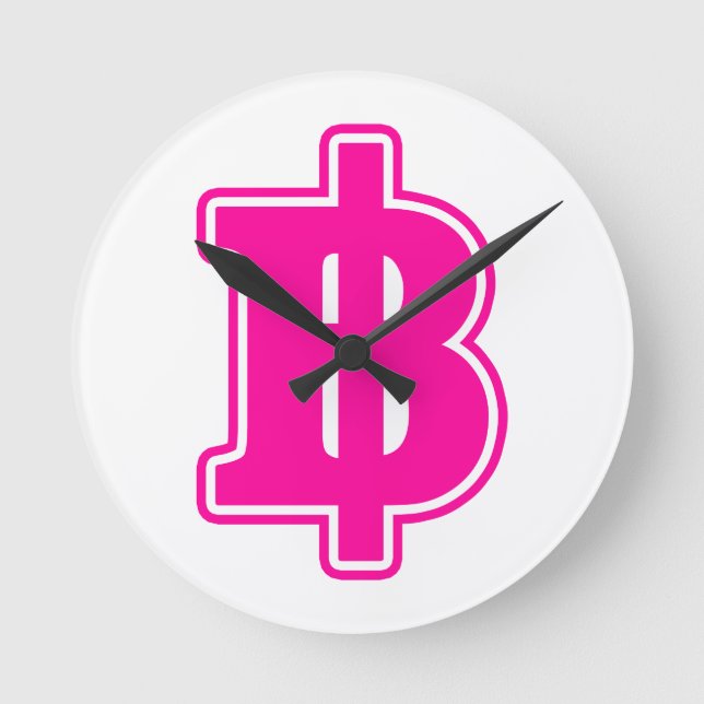 PINK BAHT SIGN ฿ thailändische Geldwährung ฿ Runde Wanduhr (Vorderseite)
