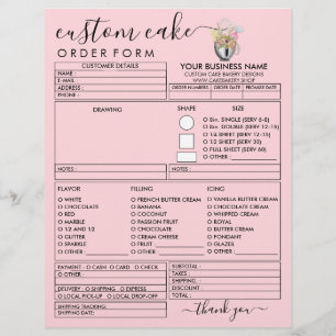 PinK Bakery Moderne Illustrations-Torte Bestellfor Flyer