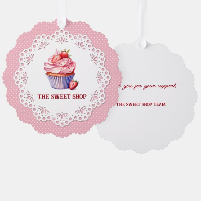 Pink Bakery Packaging Tag | Customizable Ornament Karte (Vorderseite/Rückseite)