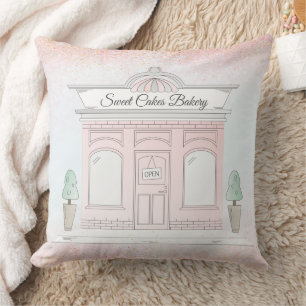 Pink Bakery Shop Schaufensterdarstellung Kissen