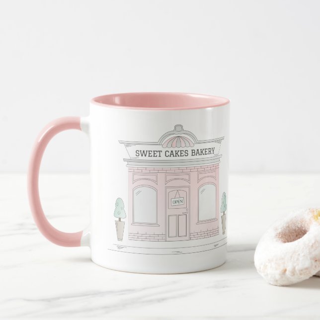Pink Bakery Shop Tasse | Schaufensterdarstellung (Mit Donut)