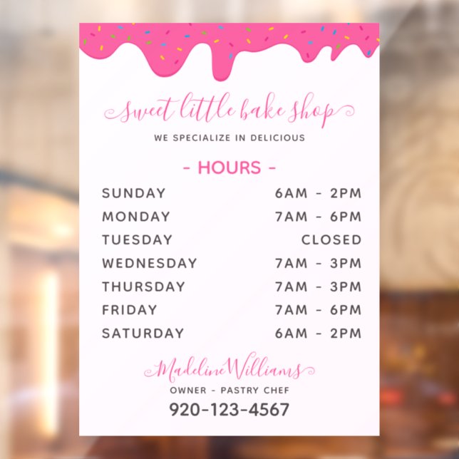 Pink Bakery Zuckerguss Tropfen Stunden Fensterhebe Fensteraufkleber (Blatt 2)