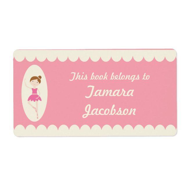 Pink Ballerina 1 Buchzeichen Labels (Vorne)