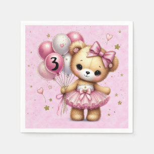Pink Ballerina Bear Glitzer Ballon Geburtstagspart Serviette