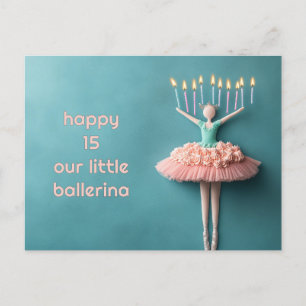 Pink Ballerina Birthday Cake Postkarte