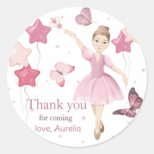 Pink Ballerina Birthday Vielen Dank Runder Aufkleber