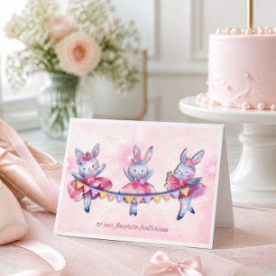 Pink Ballerina Bunnies Geburtstagskarte Karte