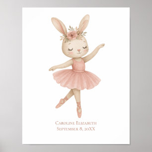 Pink Ballerina Bunny Girls Kinderzimmer Schlafzimm Poster