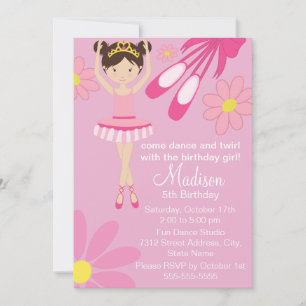 Pink Ballerina Dance Party Geburtstag Einladung 1