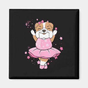 Pink Ballerina English Bulldog Dog Ballett in Tutu Magnet