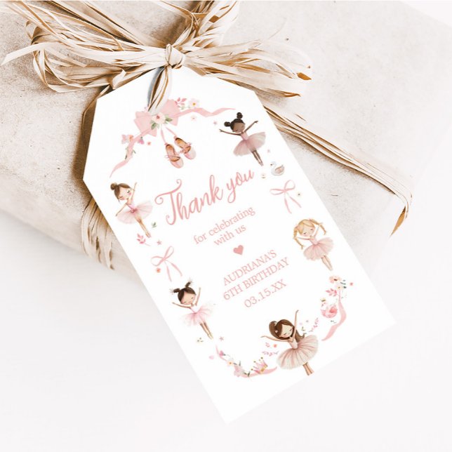Pink Ballerina Geburtstagsparty Begeistertags Tags Geschenkanhänger (Pink Coquette Ballerina Birthday Party Favor Tags)