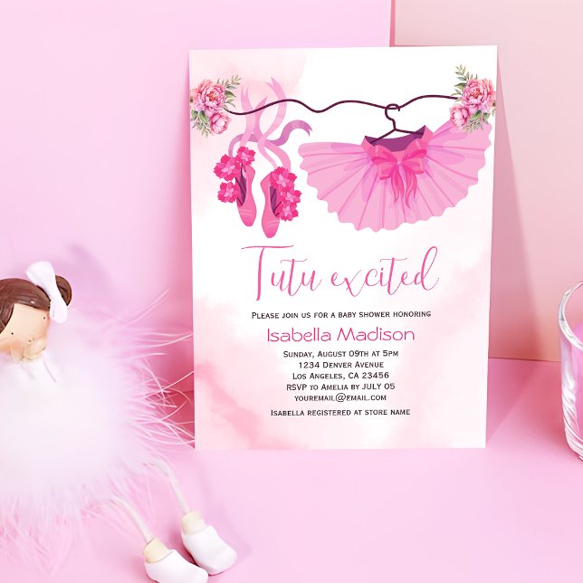 Pink Ballerina Girl Babydusche Einladung (Von Creator hochgeladen)