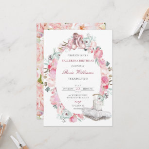 Pink Ballerina Girl Einladung zum Geburtstag