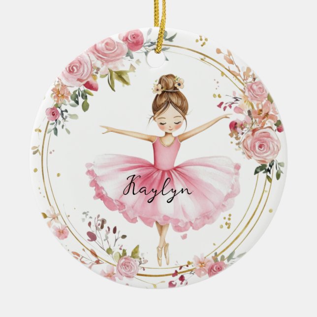Pink Ballerina Keramik Ornament (Vorne)