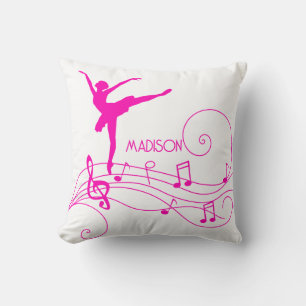Pink Ballerina & Musiknotens Wave Throw Kissen